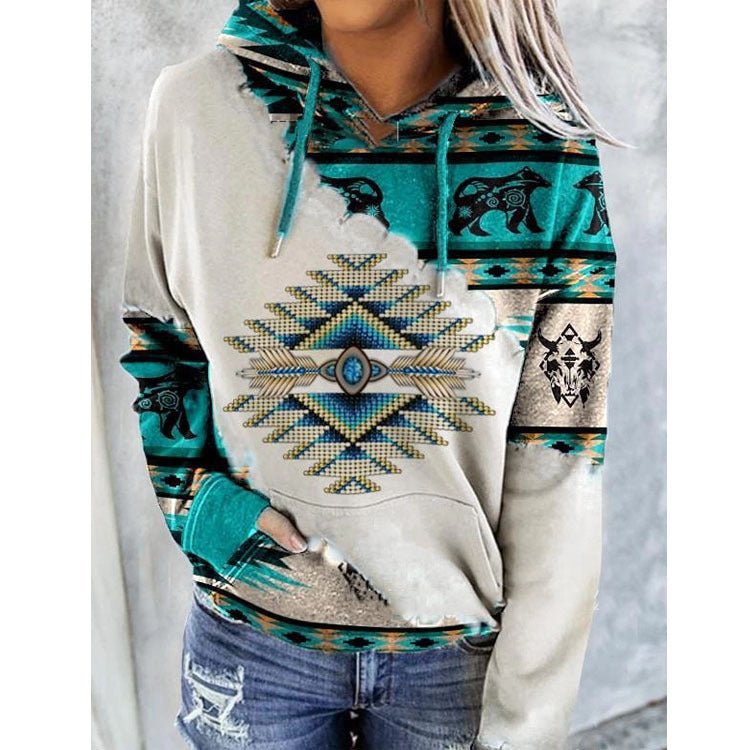 Women's Ethnic Style Printed Hoodie Be Up For Life