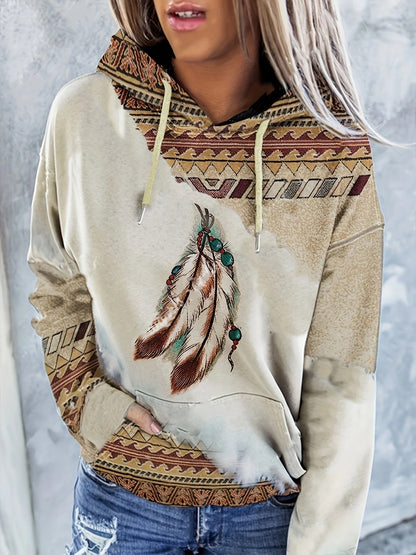 Women's Ethnic Style Printed Hoodie Be Up For Life