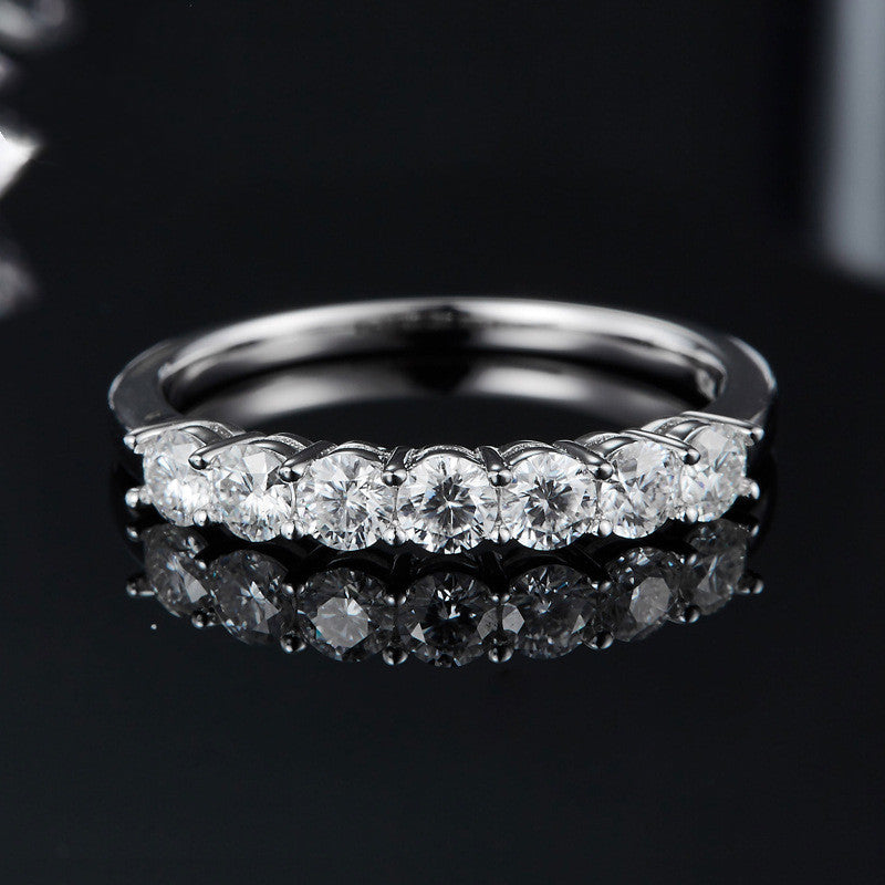 Moissanite Seven Diamond Row S925 Silver Ring - BEUPFORLIFE.com