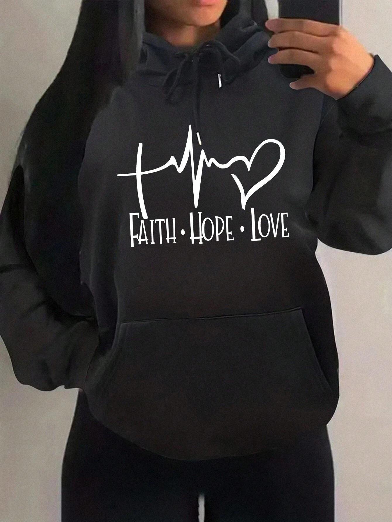 Faith Hope Love Letter Graphic Women Hoodie BEUPFORLIFE.com