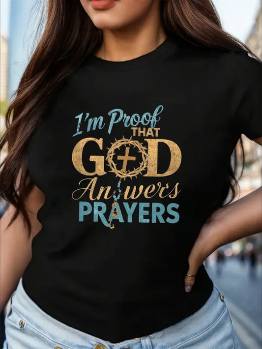 Women's Inspirational God Answers Prayers Tee For Faithful Ladies BEUPFORLIFE.com