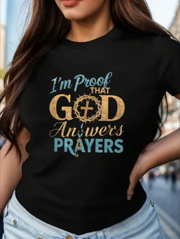 Women's Inspirational God Answers Prayers Tee For Faithful Ladies BEUPFORLIFE.com