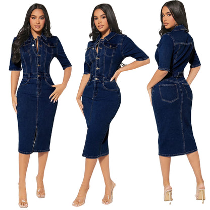 Personality Denim Hip-wrapped Dress - BEUPFORLIFE.com