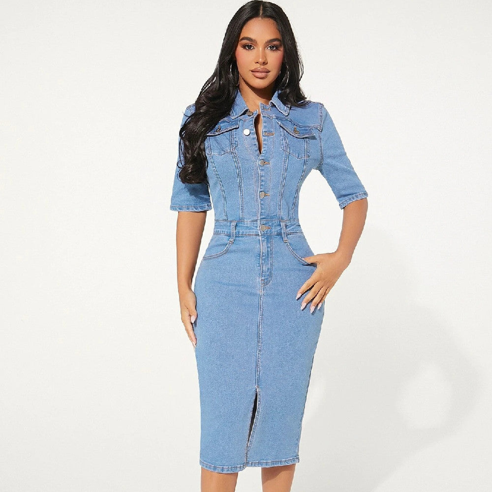 Personality Denim Hip-wrapped Dress - BEUPFORLIFE.com