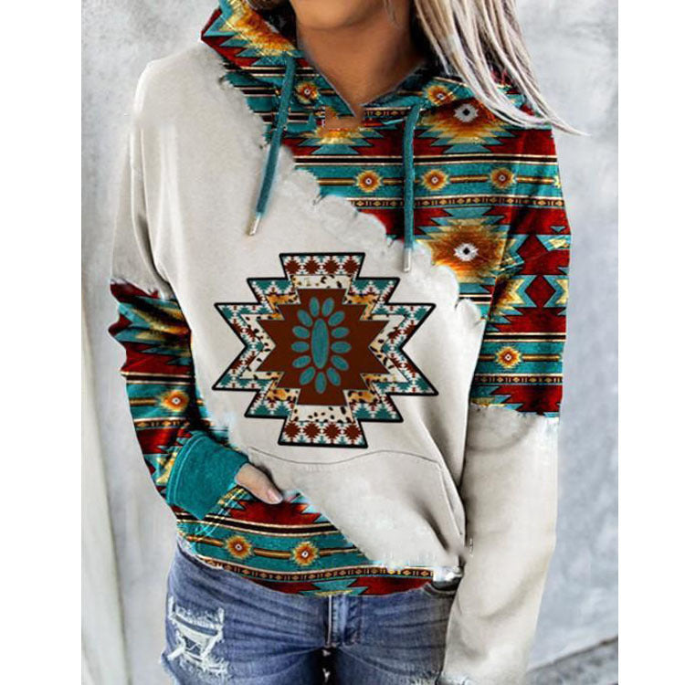 Women's Ethnic Style Printed Hoodie Be Up For Life