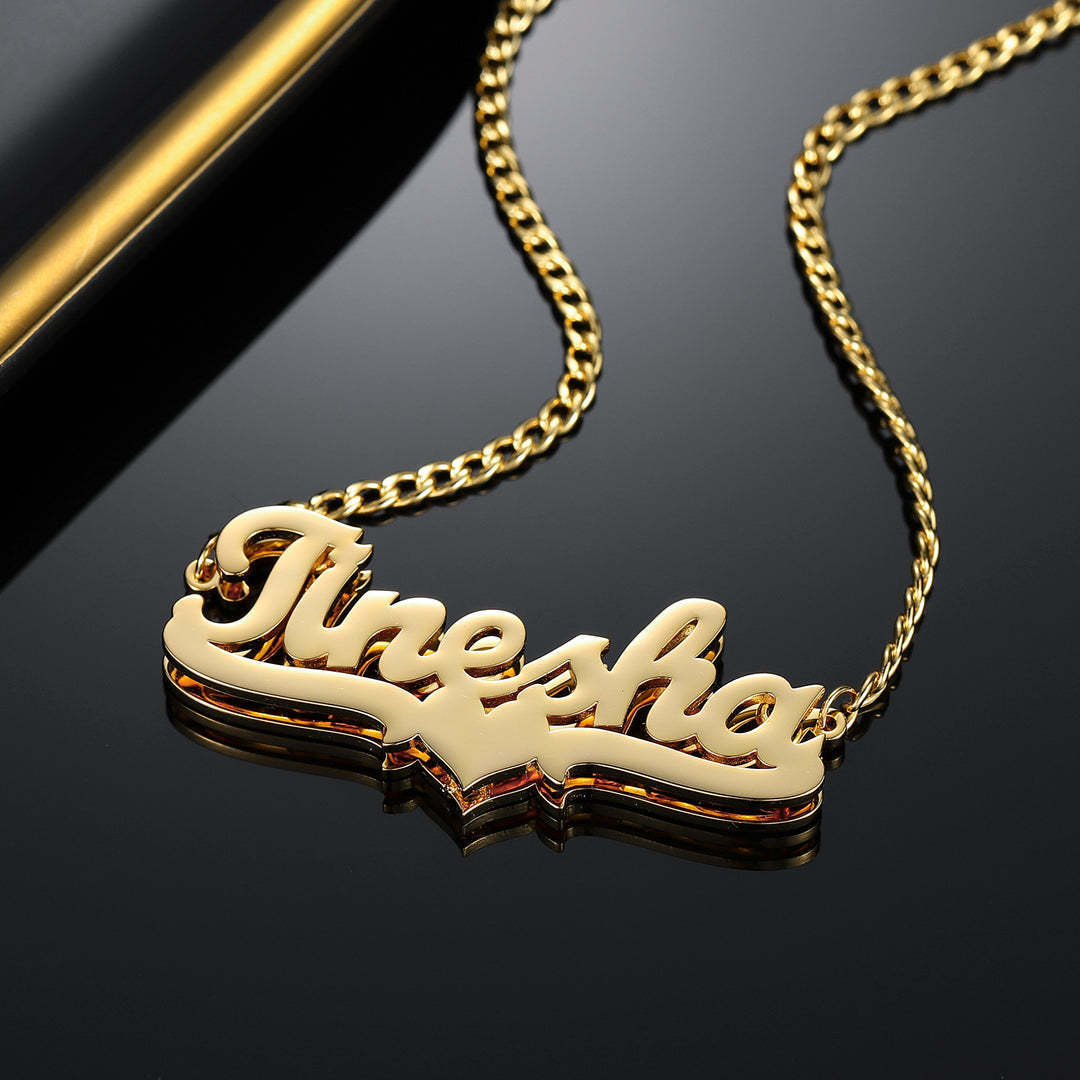 Double Layered English Name Necklace Pendant - BEUPFORLIFE.com