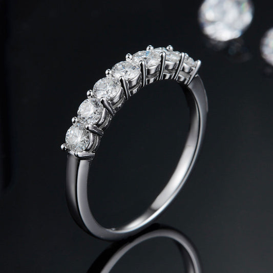 Moissanite Seven Diamond Row S925 Silver Ring - BEUPFORLIFE.com