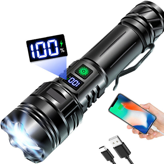 Zoom Digital Rechargeable Super Bright Flashlight Be Up For Life