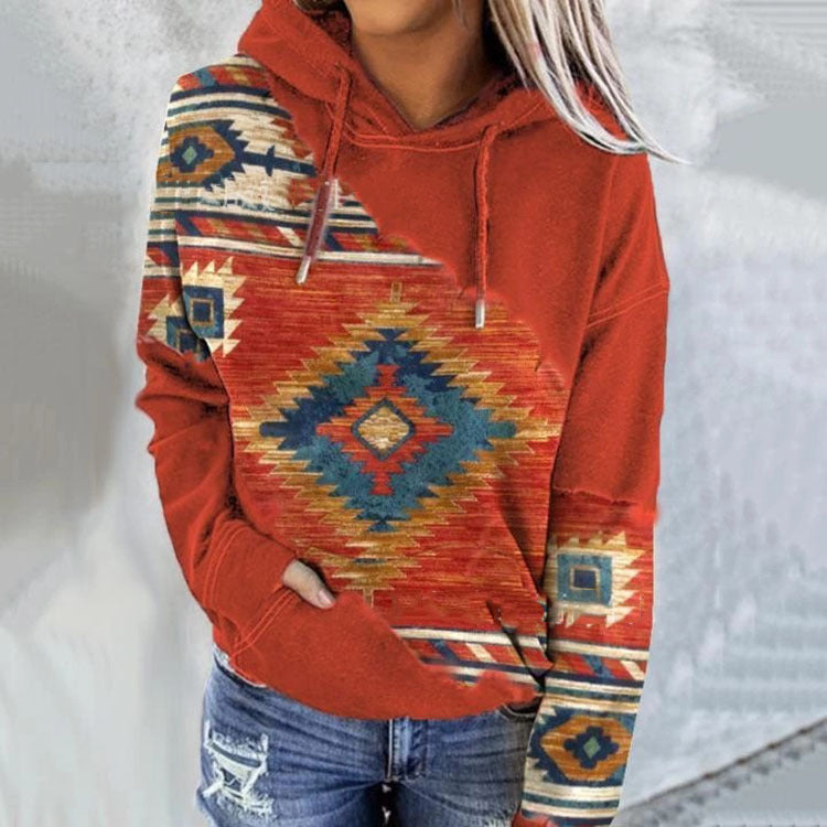 Women's Ethnic Style Printed Hoodie Be Up For Life