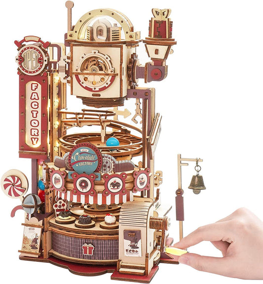 Robotime ROKR Marble Chocolate Factory 3D Wooden Puzzle Games Assembly Model Building Toys For Children Kids Birthday Gift - BEUPFORLIFE.com