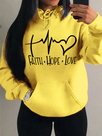 Faith Hope Love Letter Graphic Women Hoodie BEUPFORLIFE.com