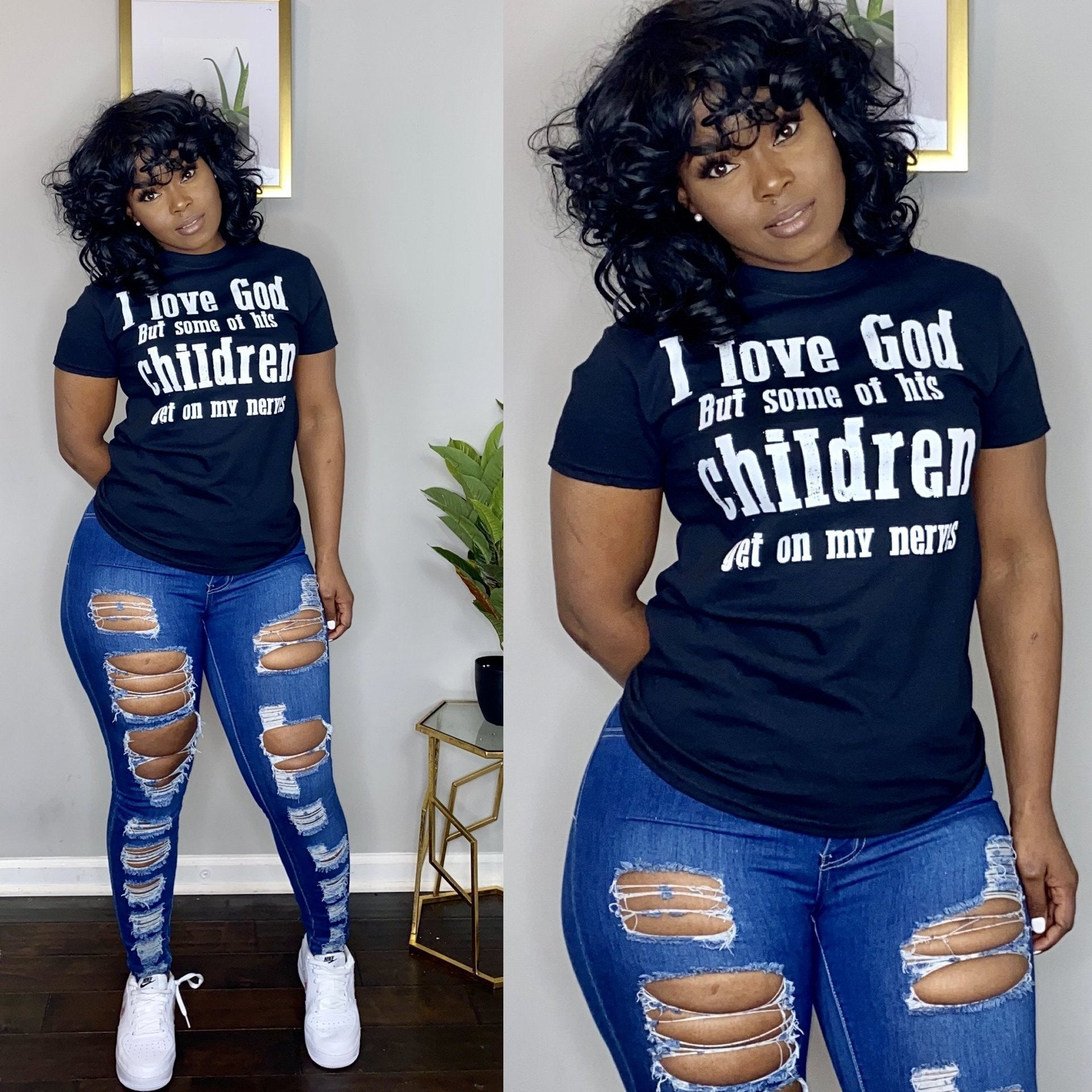 I Love God, But...Round Neck Short Sleeve Ladies T-Shirt Be Up For Life