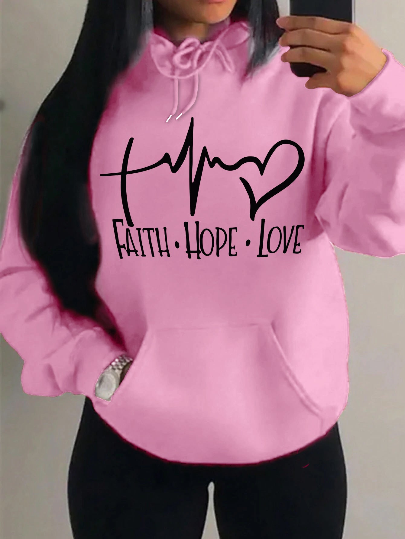 Faith Hope Love Letter Graphic Women Hoodie BEUPFORLIFE.com