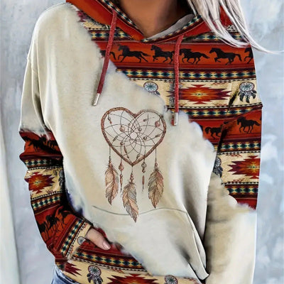 Women's Ethnic Style Printed Hoodie Be Up For Life