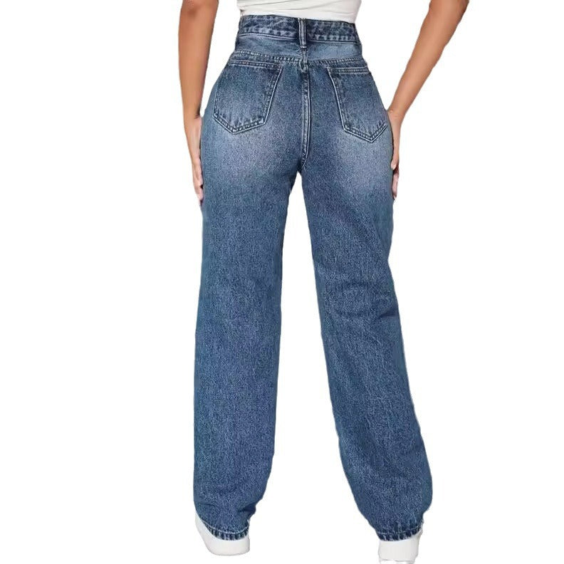 Ripped Trendy Women's Straight Jeans - BEUPFORLIFE.com