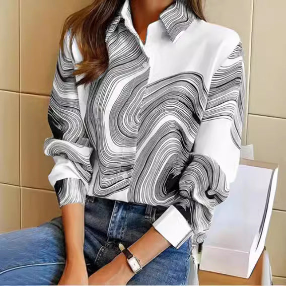 Ink Painting Cotton/Linen Long Sleeve Blouse - BEUPFORLIFE.com