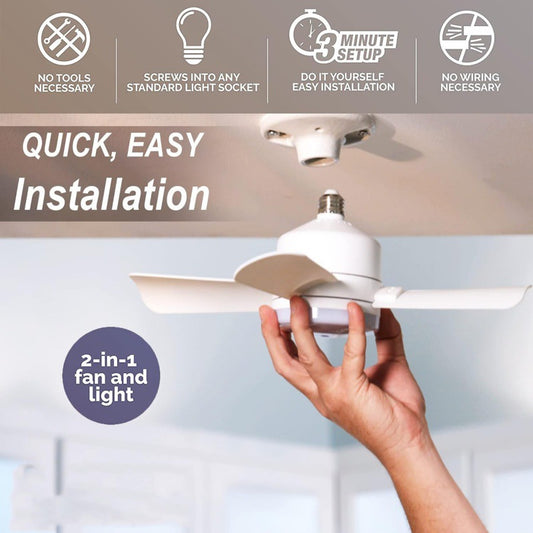 LED Socket Fan Light With Remote w/ Adjustable Screw Mouth - BEUPFORLIFE.com