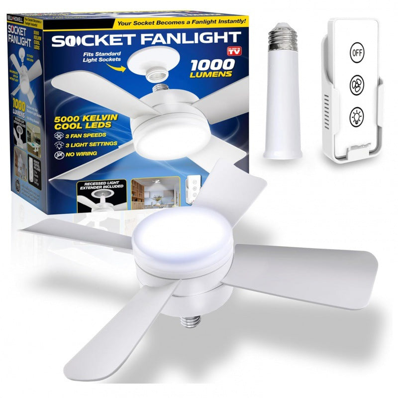 LED Socket Fan Light With Remote w/ Adjustable Screw Mouth - BEUPFORLIFE.com