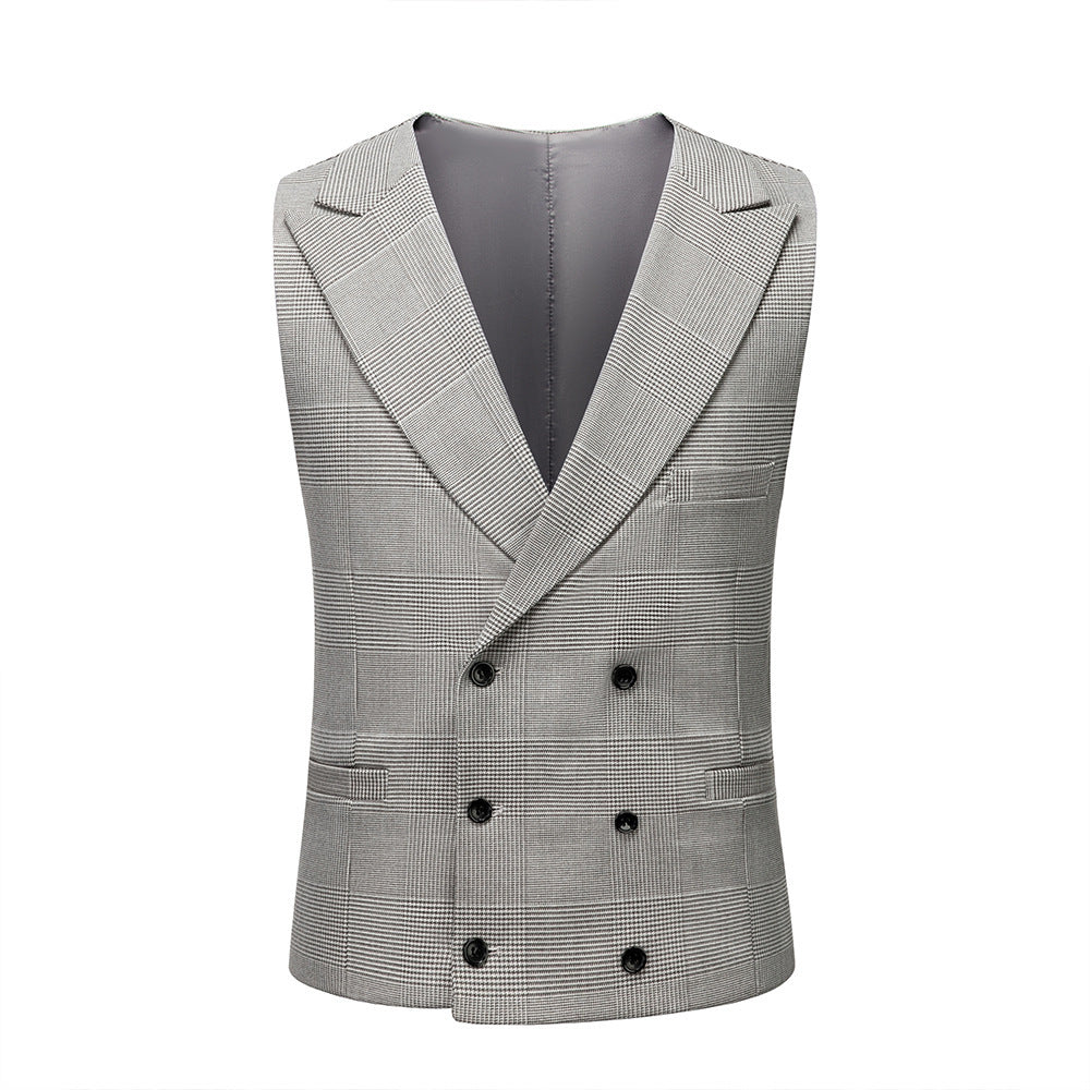 Casual Gray Lattice Three-piece Suit - BEUPFORLIFE.com