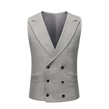 Casual Gray Lattice Three-piece Suit - BEUPFORLIFE.com