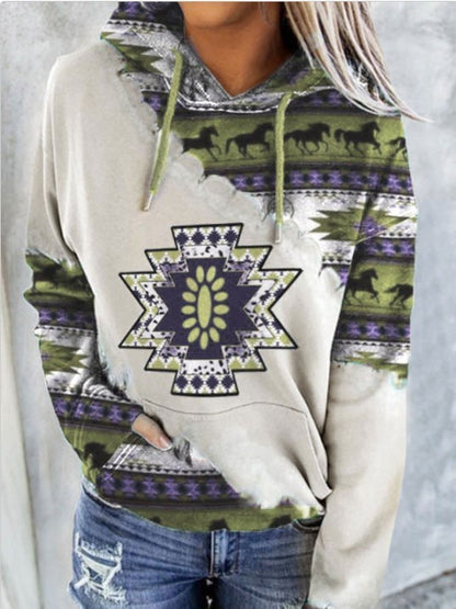 Women's Ethnic Style Printed Hoodie Be Up For Life