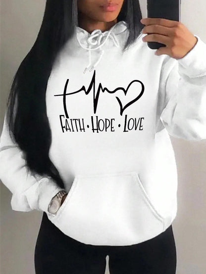 Faith Hope Love Letter Graphic Women Hoodie BEUPFORLIFE.com