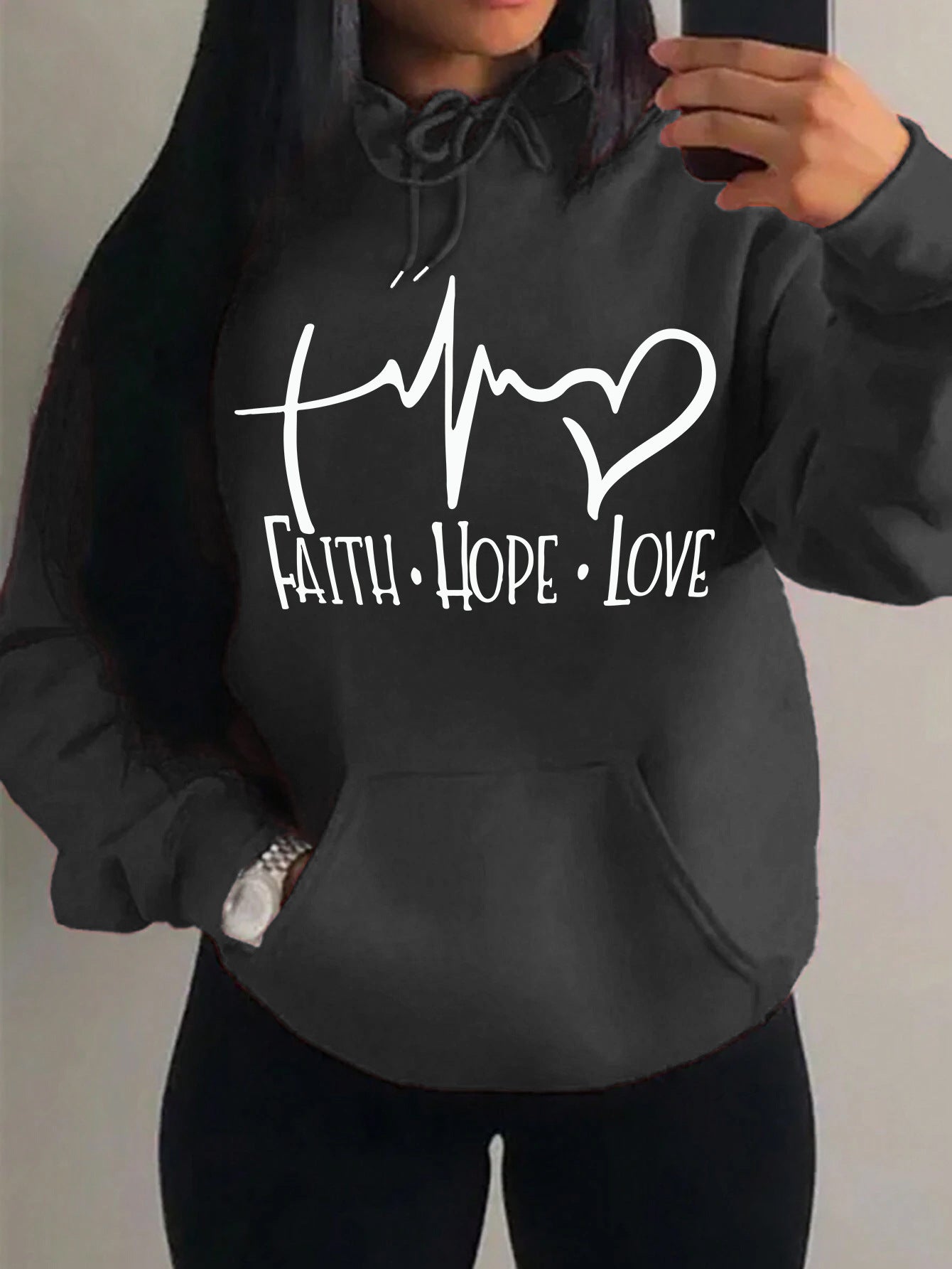 Faith Hope Love Letter Graphic Women Hoodie BEUPFORLIFE.com