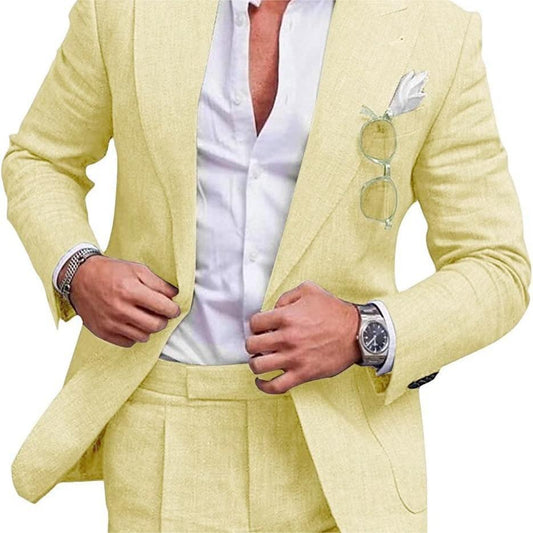 Men's Two Piece Linen Suit - BEUPFORLIFE.com
