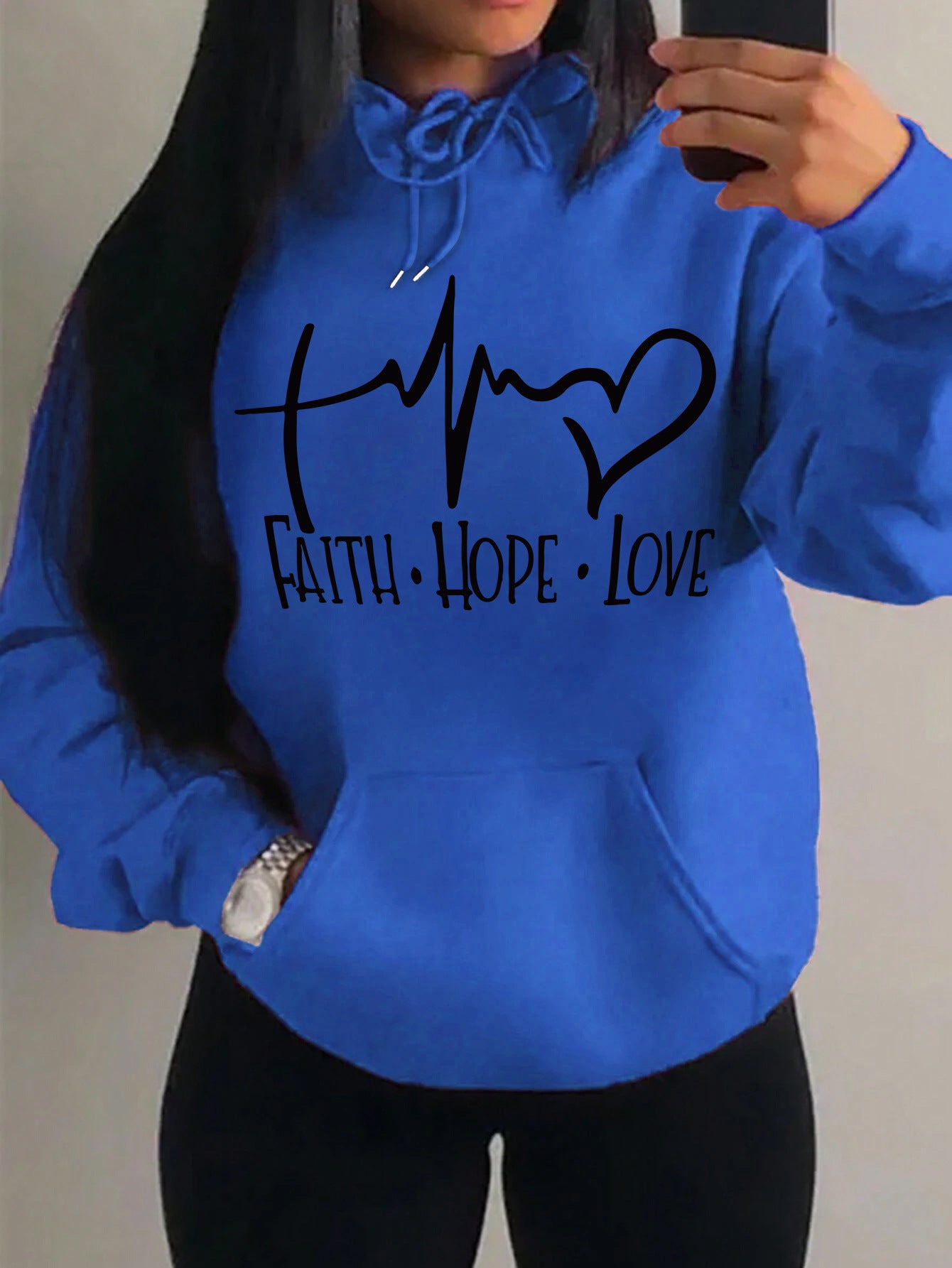 Faith Hope Love Letter Graphic Women Hoodie BEUPFORLIFE.com