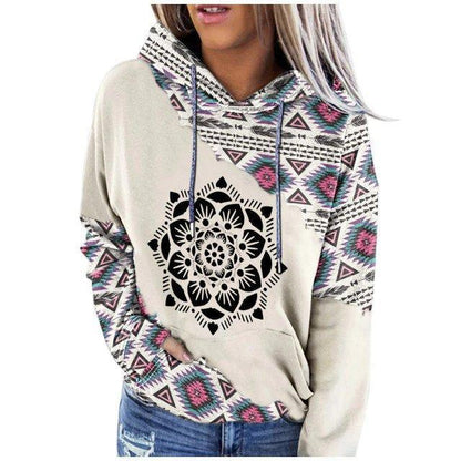 Women's Ethnic Style Printed Hoodie Be Up For Life