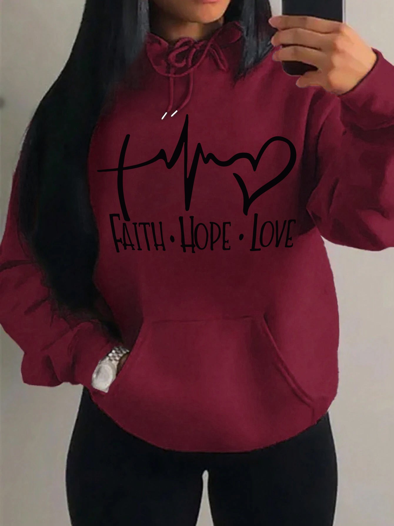 Faith Hope Love Letter Graphic Women Hoodie BEUPFORLIFE.com