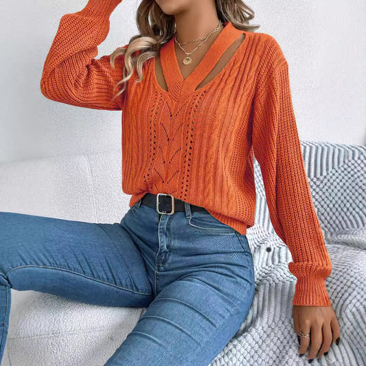 V-neck Twist Pullover Sweater Be Up For Life