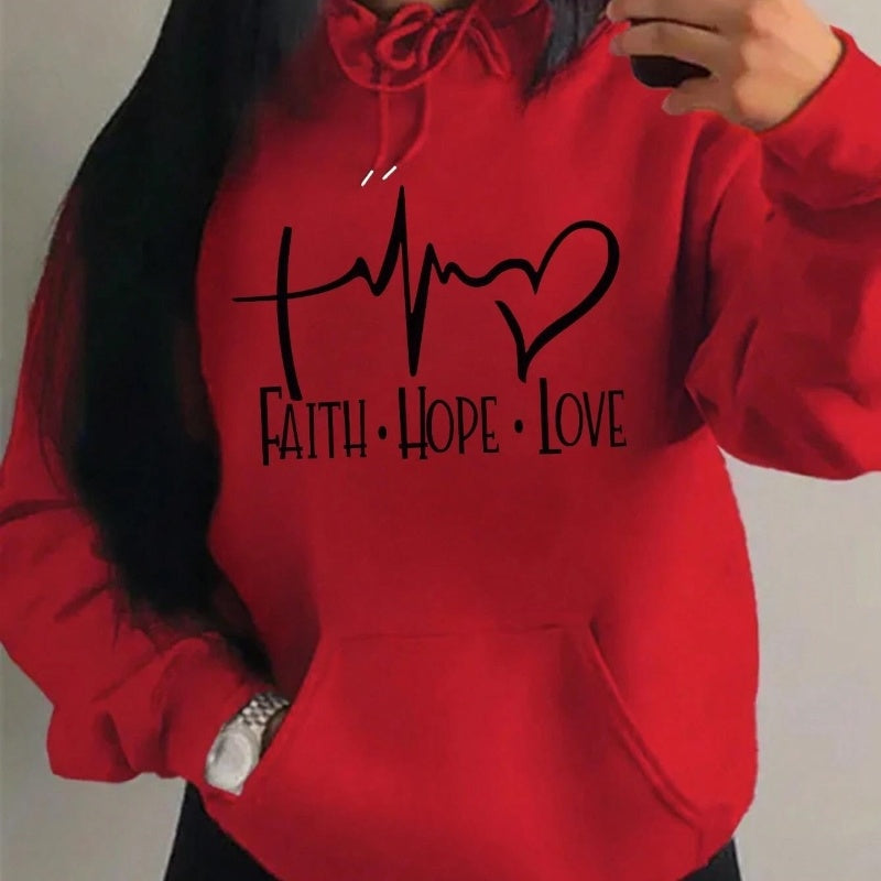 Faith Hope Love Letter Graphic Women Hoodie BEUPFORLIFE.com