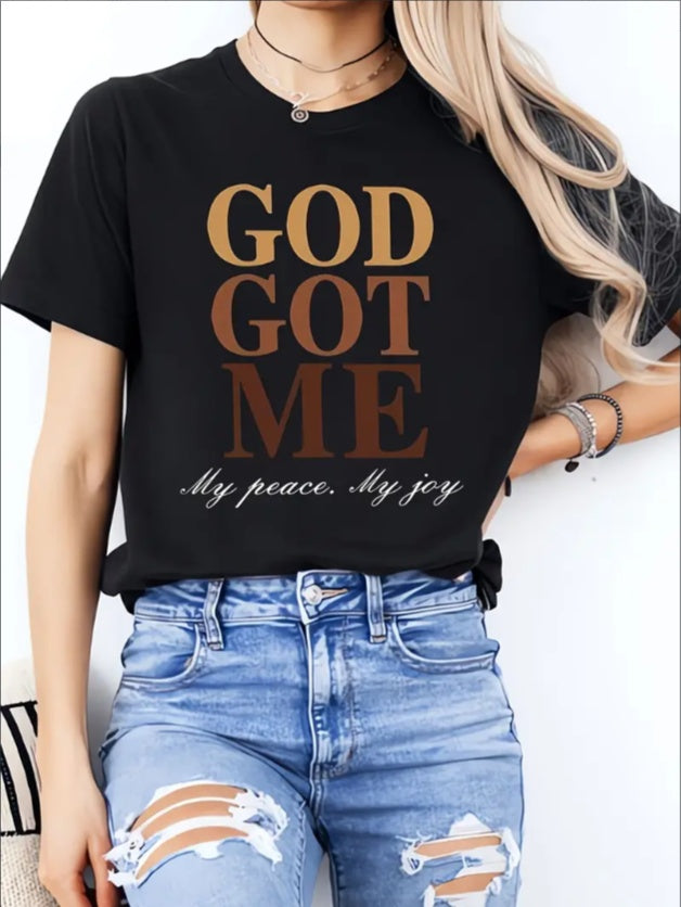 GOD GOT ME Ladies' Casual Loose Short Sleeve T-Shirts BEUPFORLIFE.com