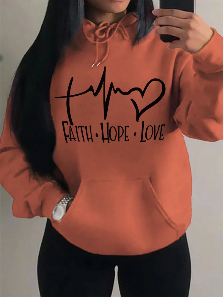 Faith Hope Love Letter Graphic Women Hoodie BEUPFORLIFE.com